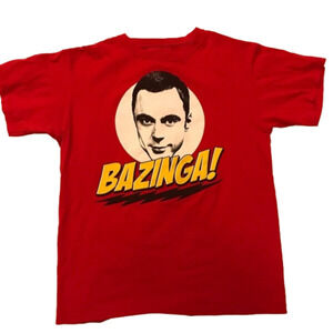 MEN’S Medium Red T-shirt With Sheldon Cooper/ Big Bang Theory Graphic. Unisex.